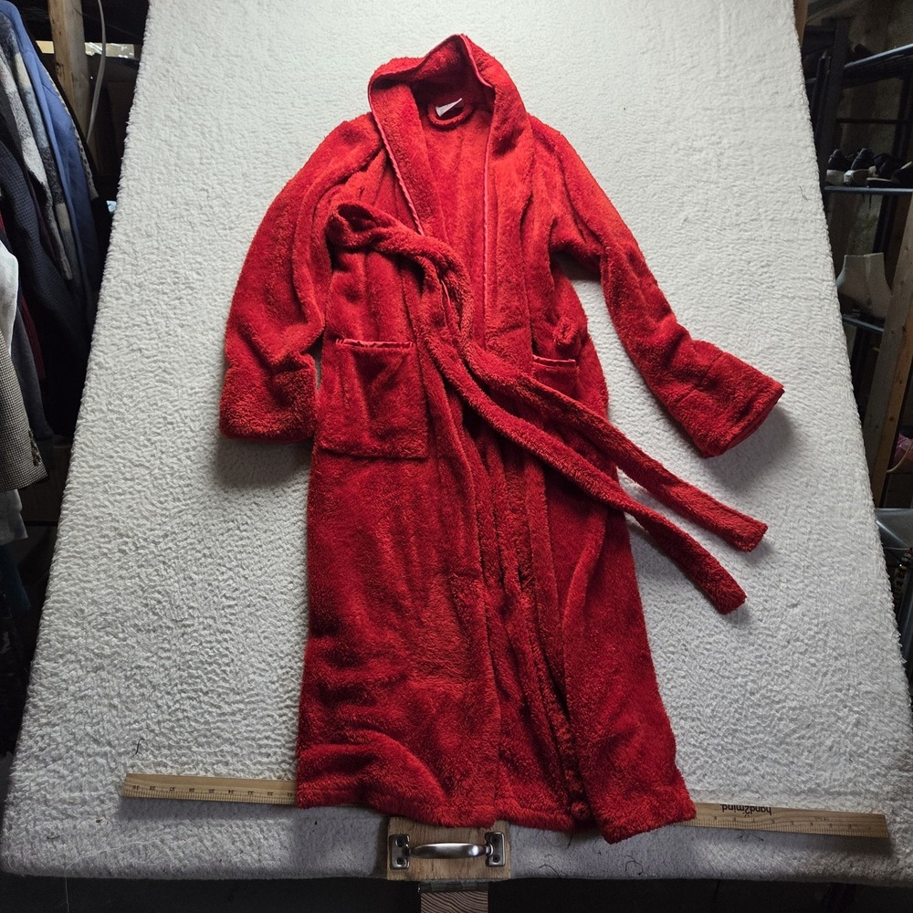 Bath & Body Works Robe Womens S Red Plush Fleece Hooded Belted Kimono Cozy
